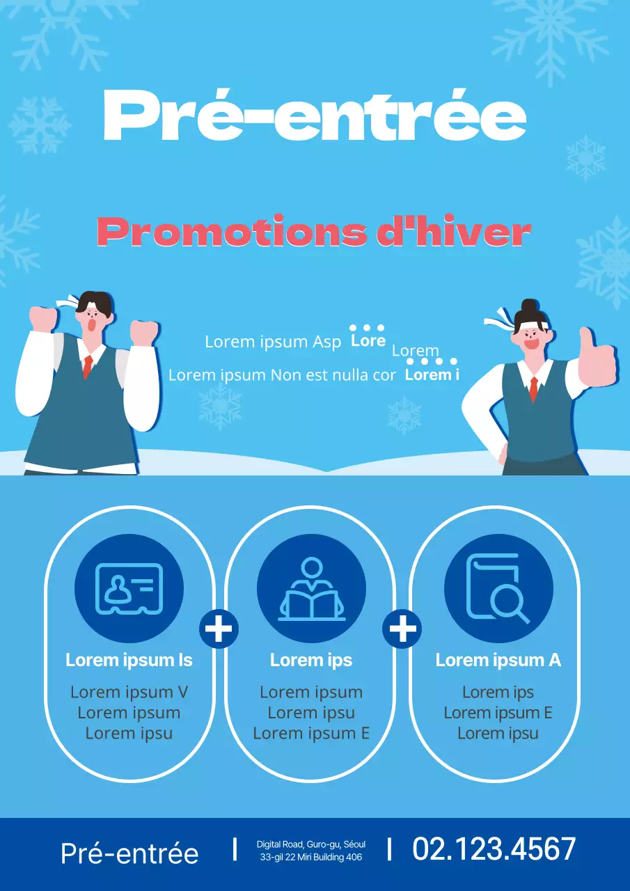 Rouge Bleu Hiver Illustration Admissions Ecole Promotion