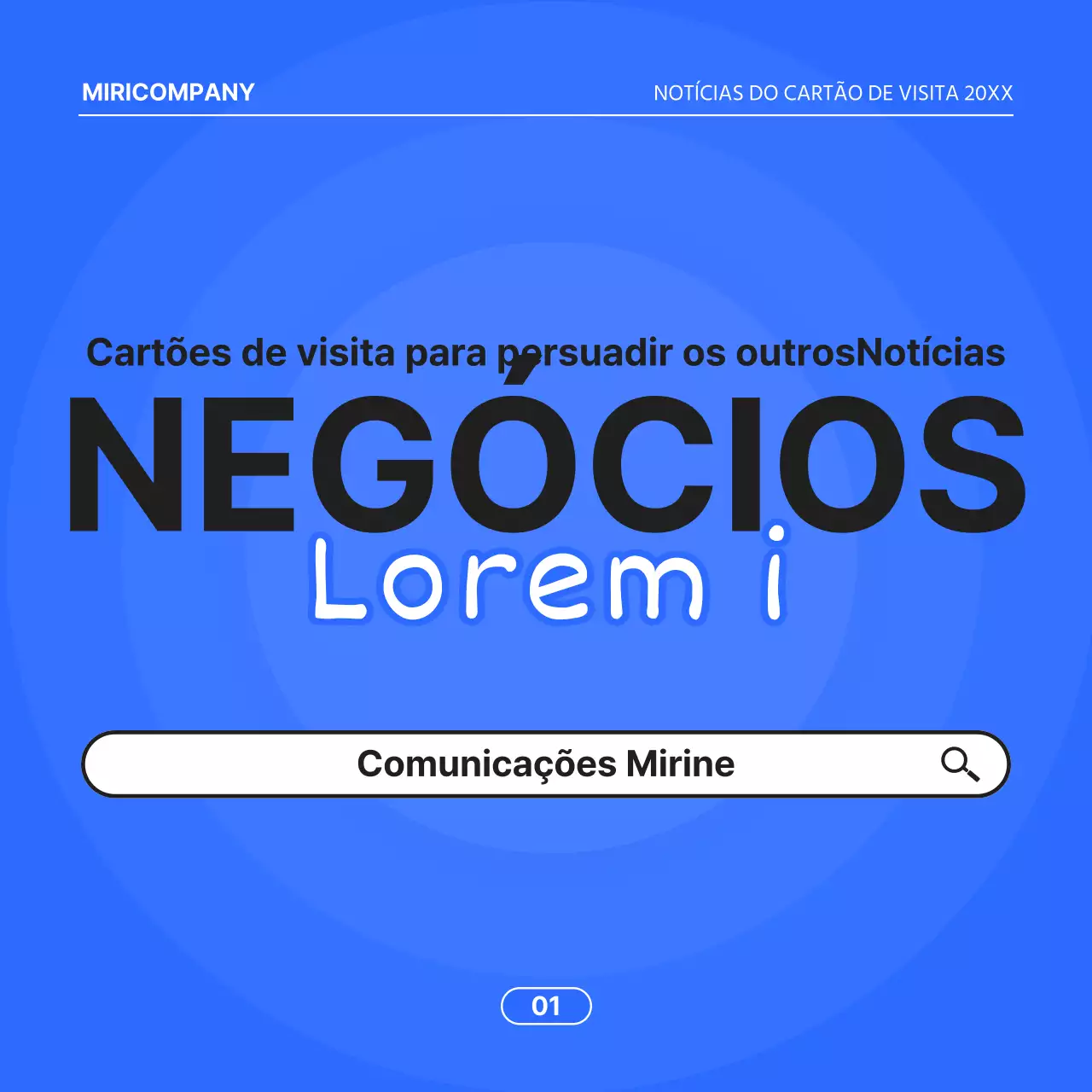Proposta comercial minimalista com fundo azul