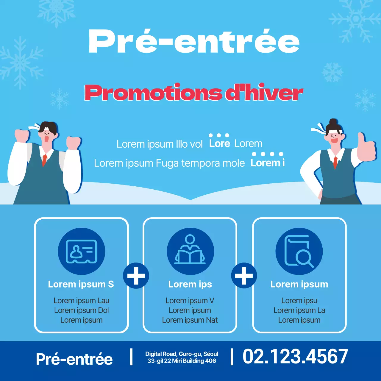 Rouge Bleu Hiver Illustration Admissions Ecole Promotion