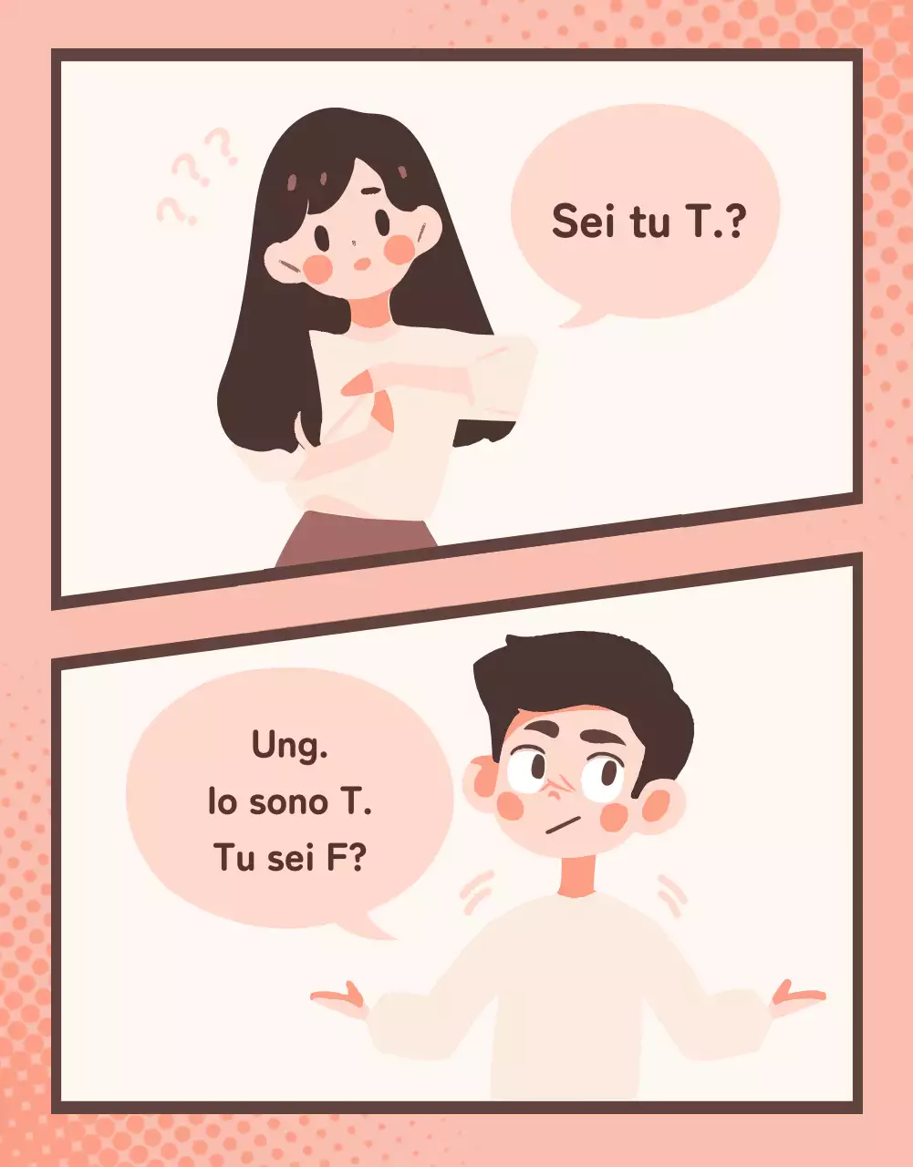 Un semplice post in stile webcomic con sfondo rosa