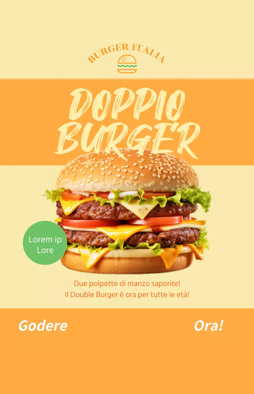 Bandiera della finestra di lancio del menu con testo in carattere ruvido su un quadrato arancione