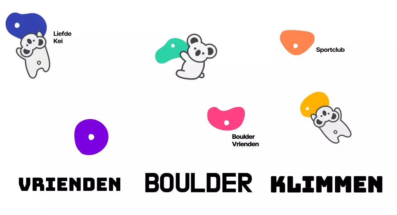 Een eenvoudige en schattige klimclub met kleurrijke kleuren en koala's