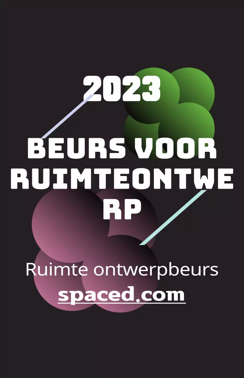 Bevorder een ruimtelijke ontwerpbeurs met kleurrijke illustraties van vormen en tekst.