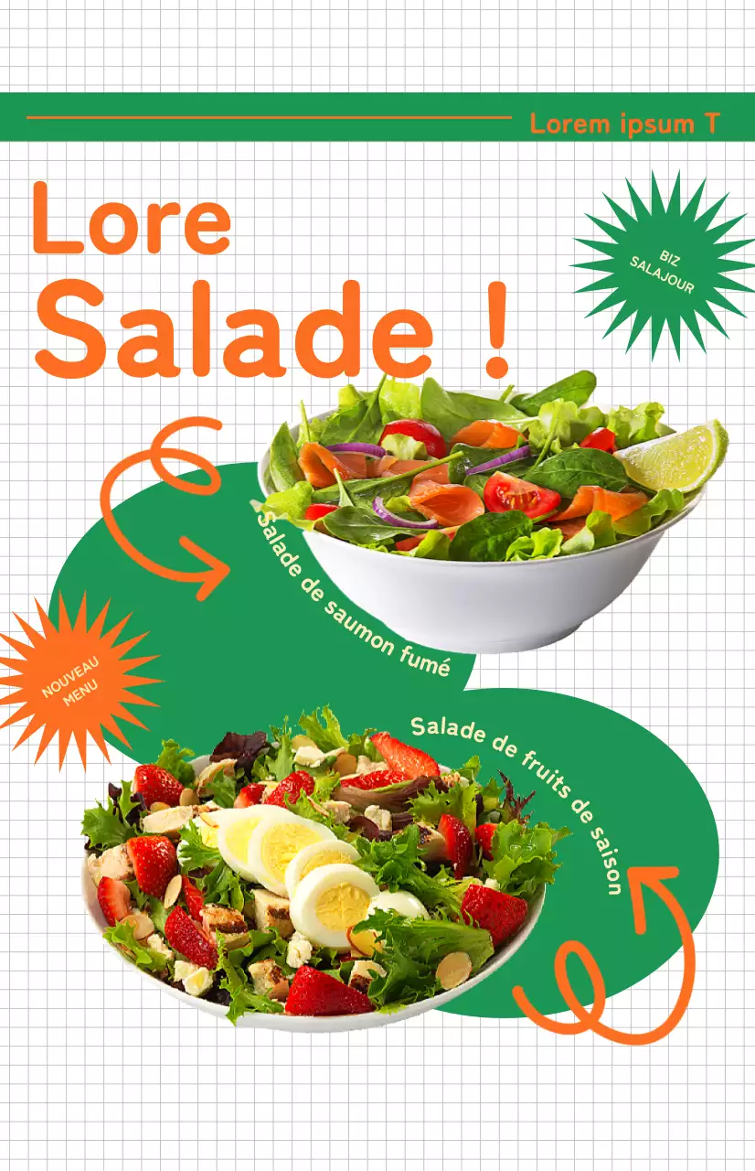 Promouvoir le menu d'un café à salades avec un drapeau