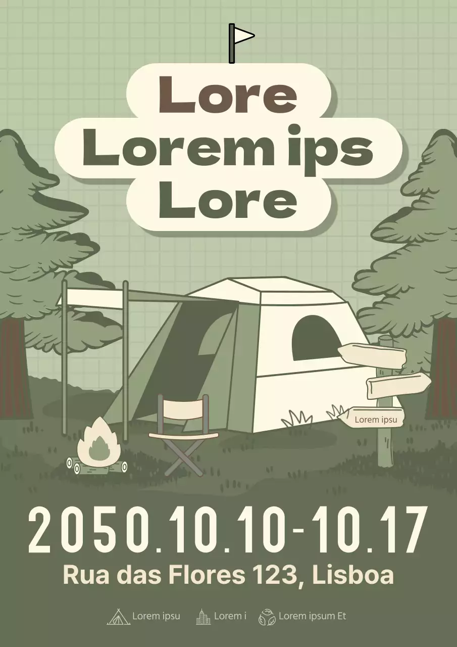 Promova o seu clube de campismo com uma ilustração de parque de campismo em caqui