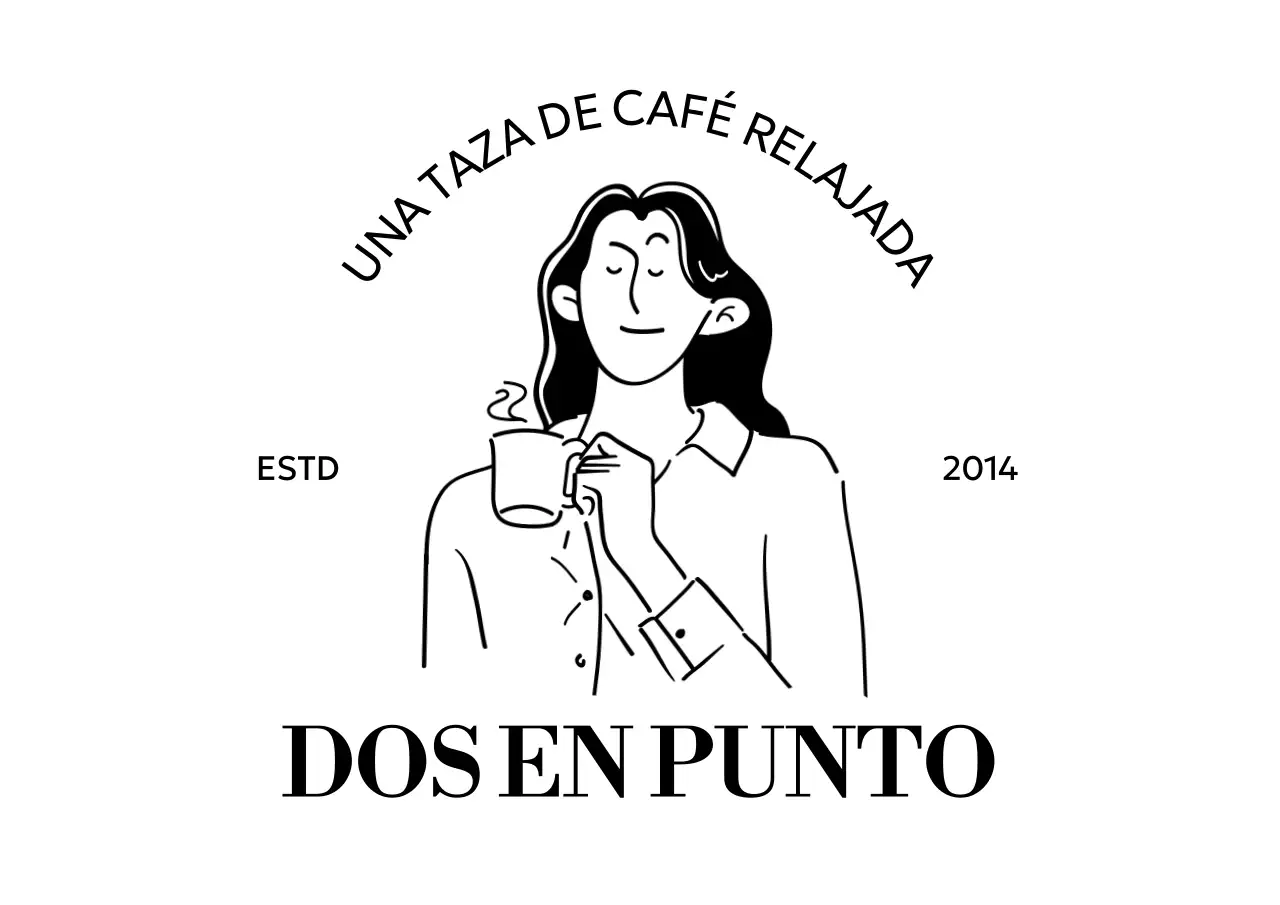 Para una cafetería con una ilustración en negro de una mujer tomando café