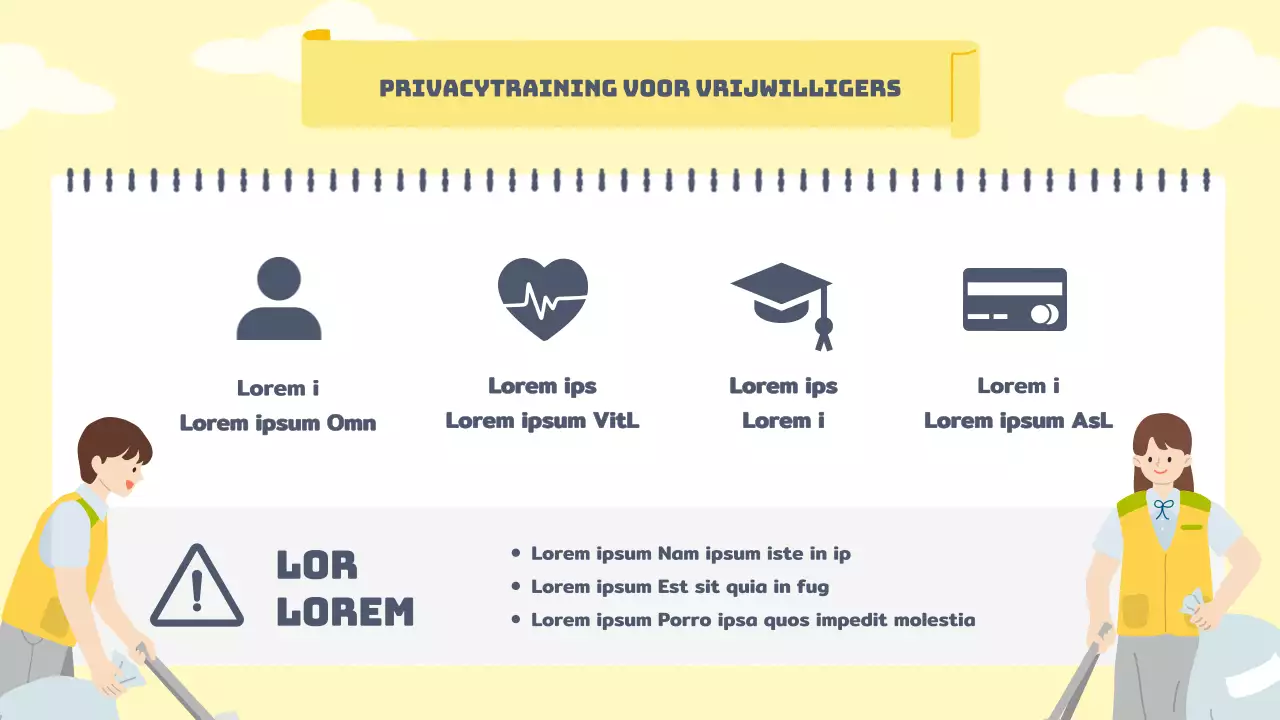 Vrijwilligershand-outs in warmgele pasteltinten