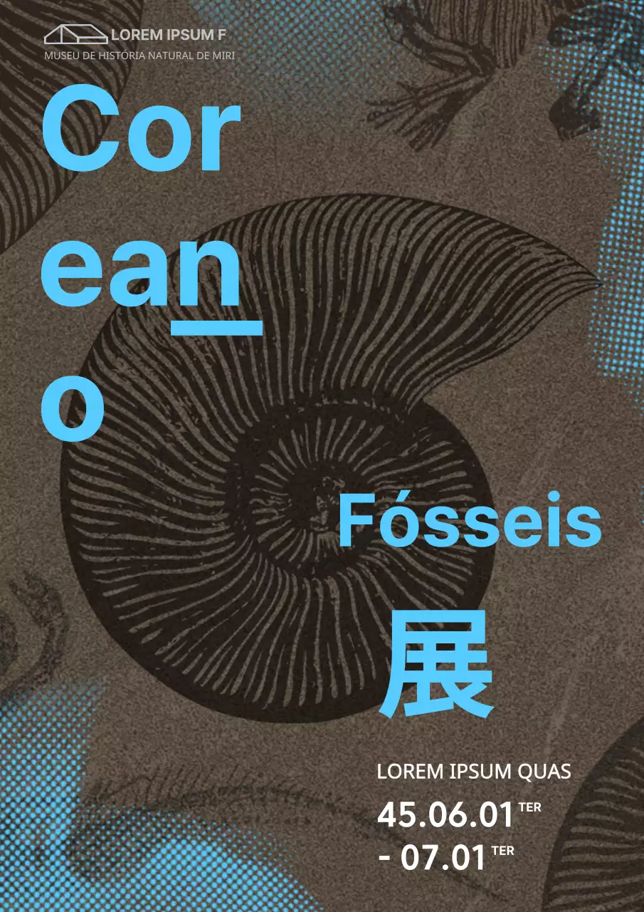 Fóssil de dinossauro castanho com textura rugosa ilustração de exposição de fósseis