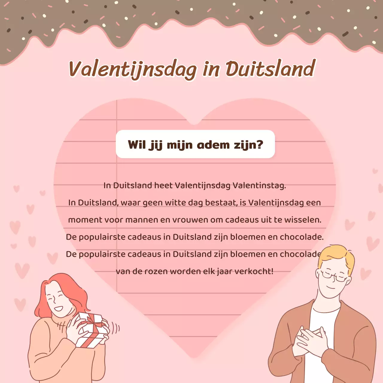 Valentijnskaart voor geliefden met roze achtergrondNieuws