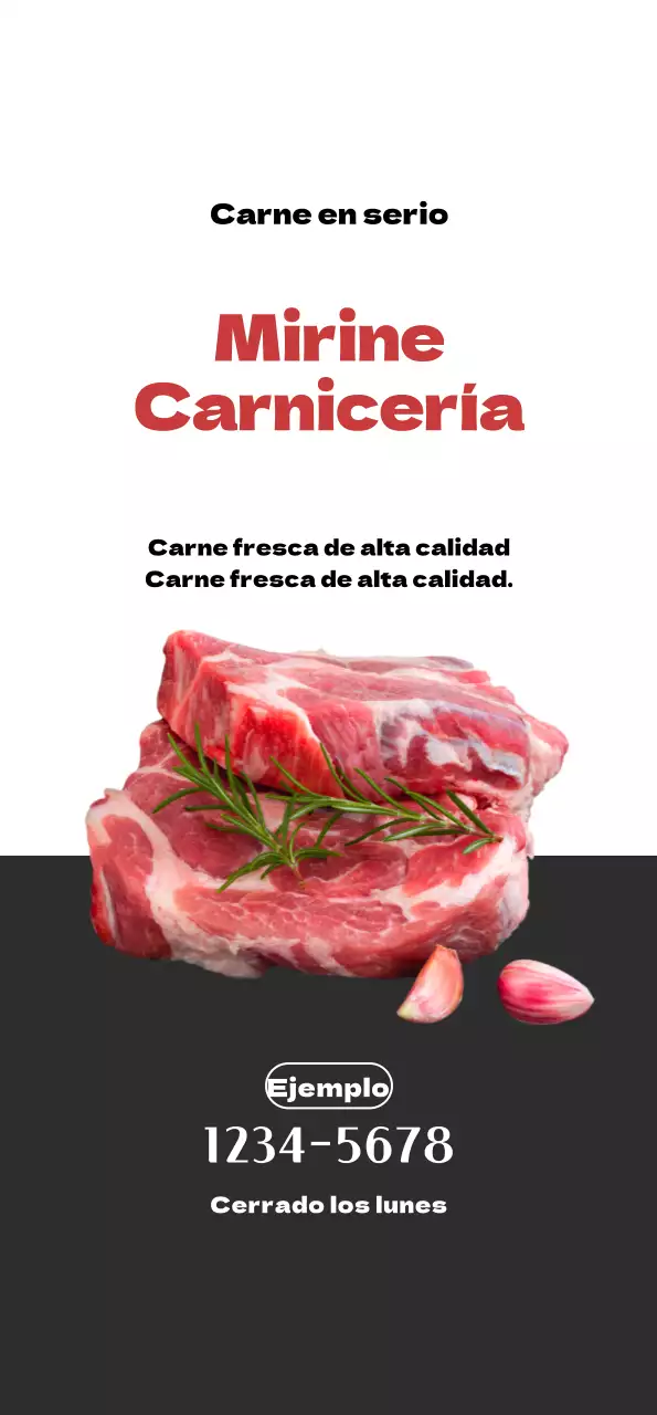 Promocione su carnicería con un aspecto limpio en blanco y gris