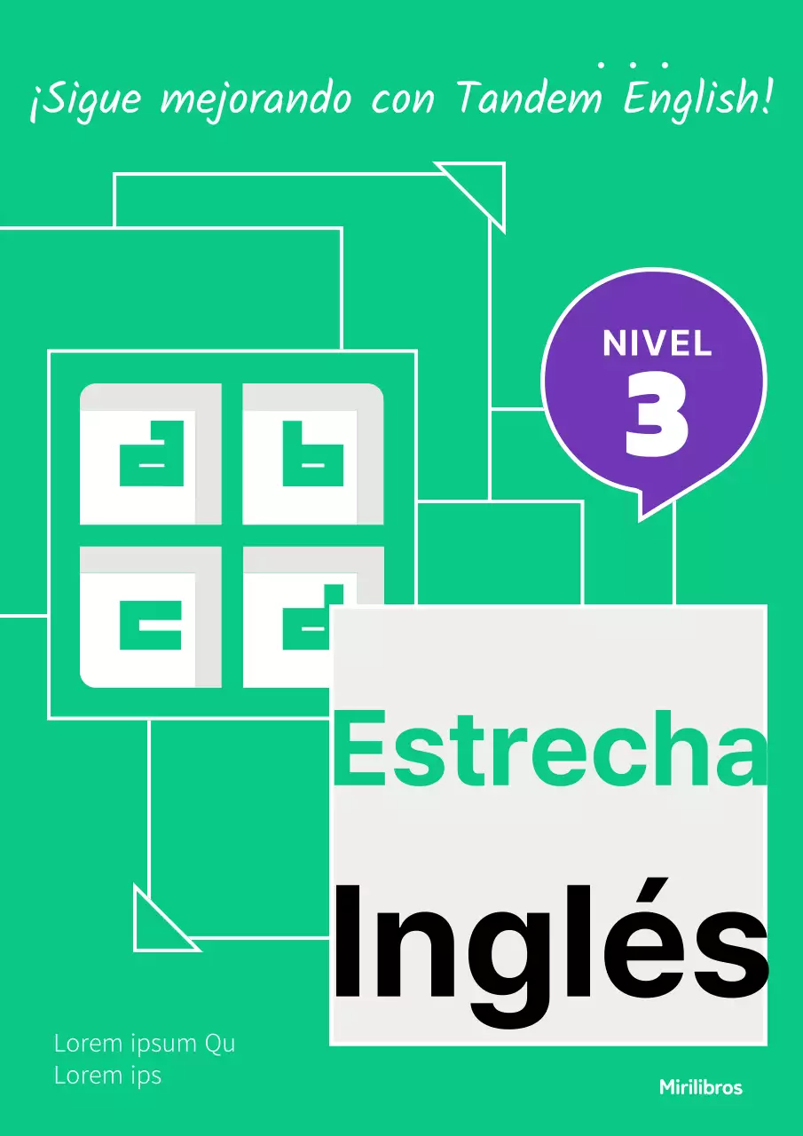 Problema de inglés secundario con un concepto de apilamiento rectangular verde lima