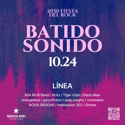 Promover un festival de música geométrica en morado y rosa