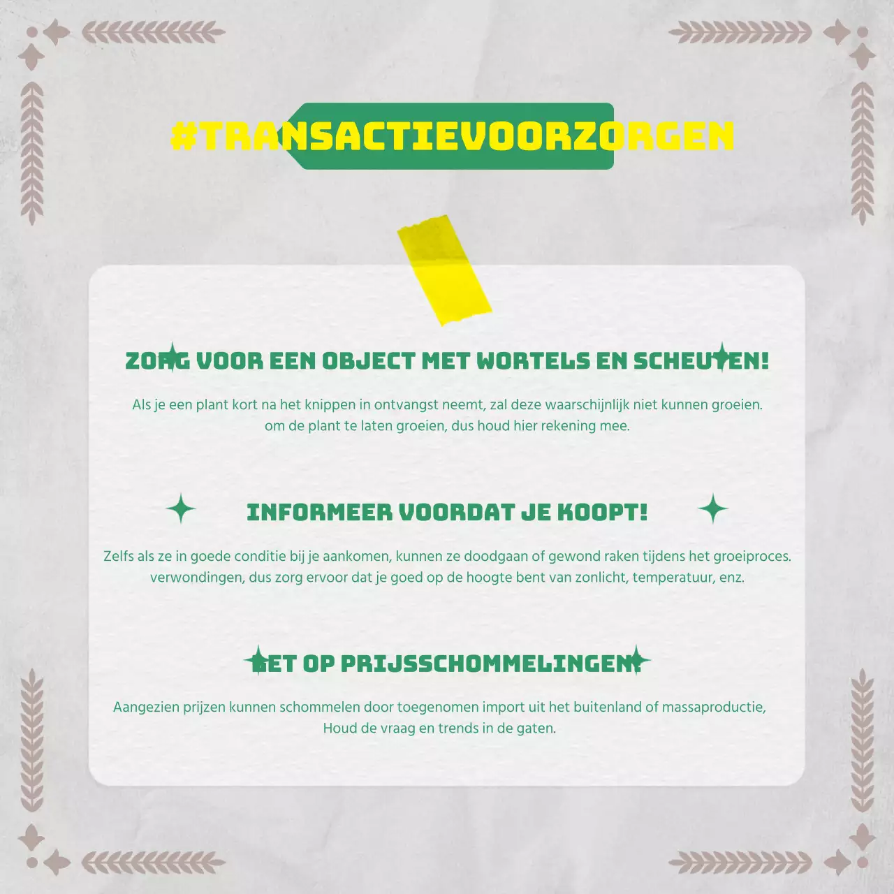 Botanische informatie in een vintage papierconcept met groenen en grijzen