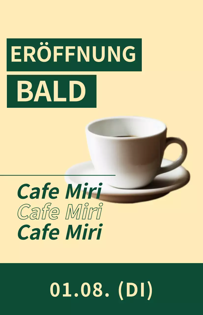  Flagge für kommende Fenster mit einem Kaffeesymbol auf hellgelbem und grünem Hintergrund