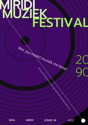 Een jazzfestival versierd met paarse nette platen