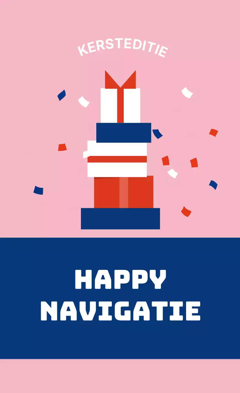 Blauw Roze Rood Geïllustreerde Kerstcadeau Etiketten