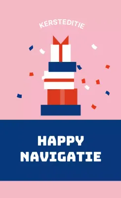 Blauw Roze Rood Geïllustreerde Kerstcadeau Etiketten