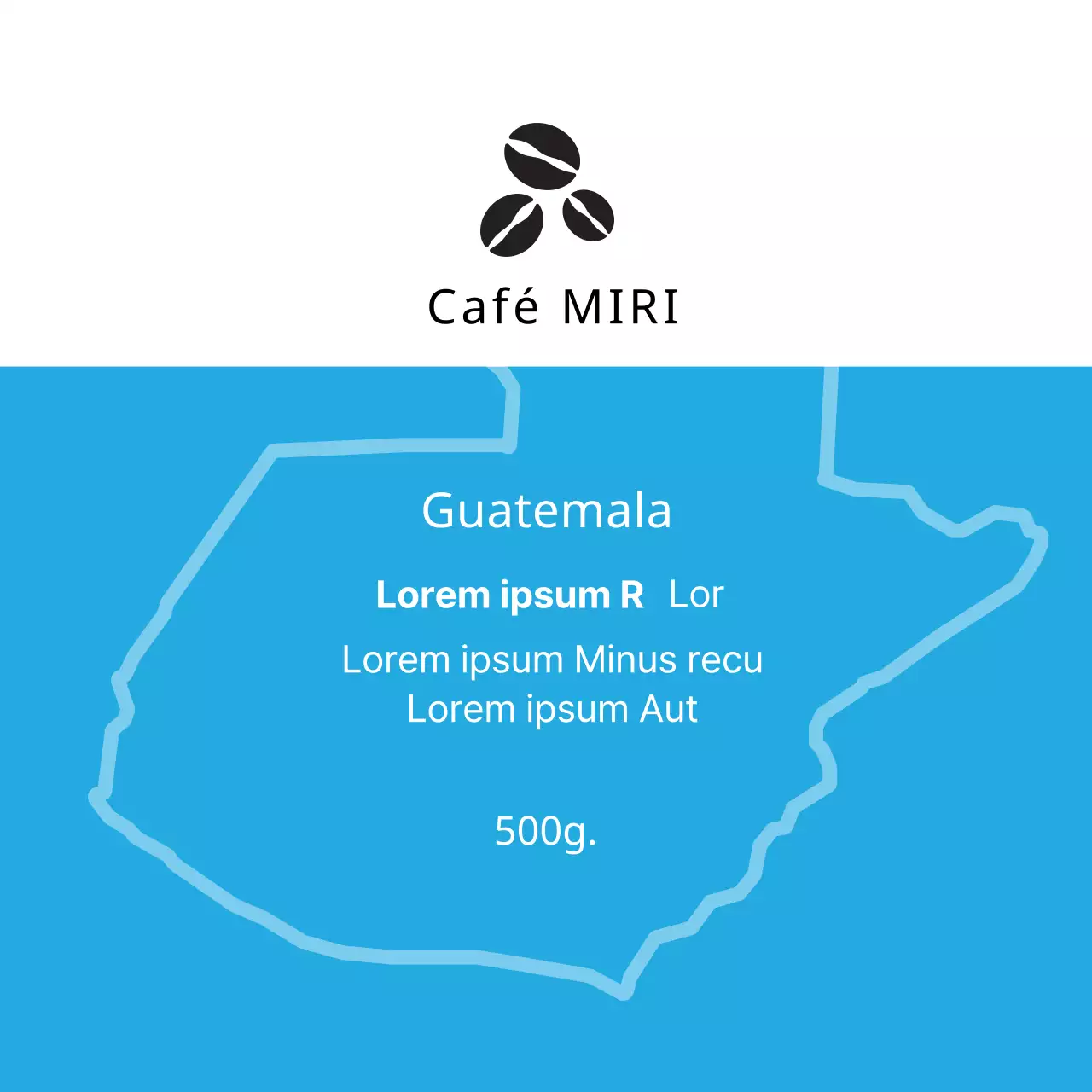 Illustration bleue étiquette de grain de café propre