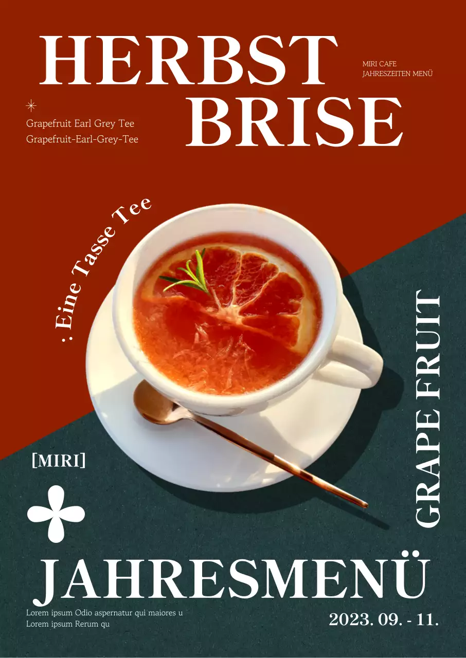 Ein sauberes Herbstmenü für Teegetränke mit umgekehrten Farben fördern