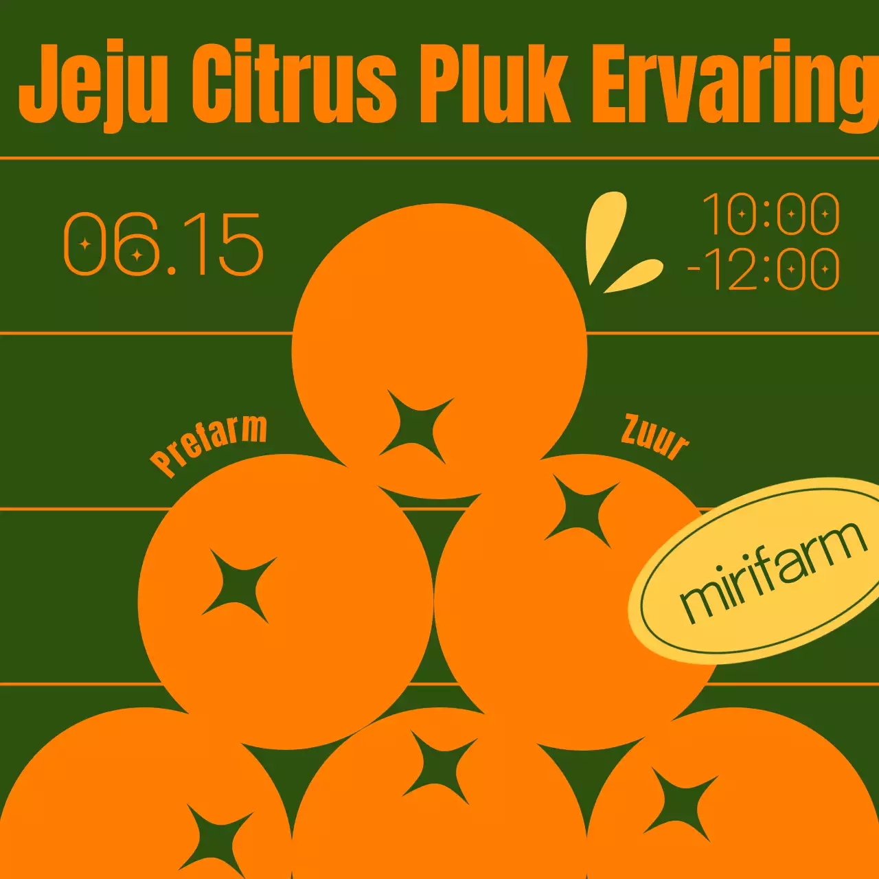 Promoot mandarijnervaringen in een eenvoudige oranje en groene stijl