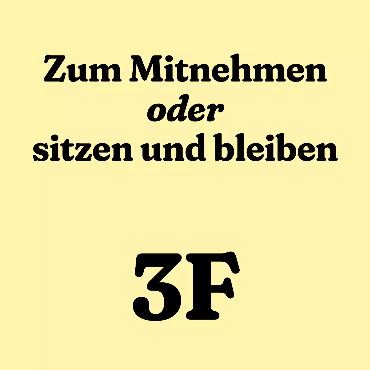 Warme und einladende Ladenbeschilderung in Hellgelb und Schwarz mit Café-bezogenem Text und Illustrationen in Form von Kaffeefiguren.