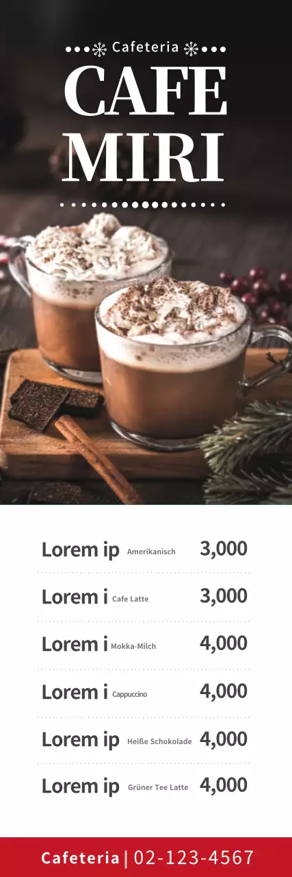 Braunes Foto Cafe Getränkekarte Anzeige