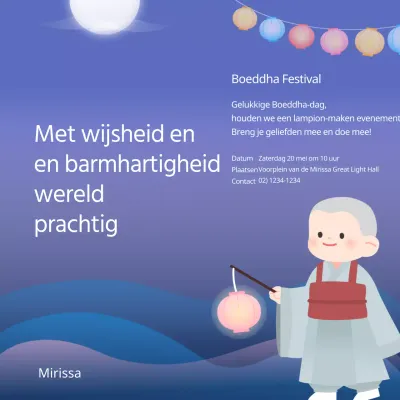 Indigo avondlucht Zacht en rustig Dongzhi-klooster Boeddha-dag lantaarnfestival