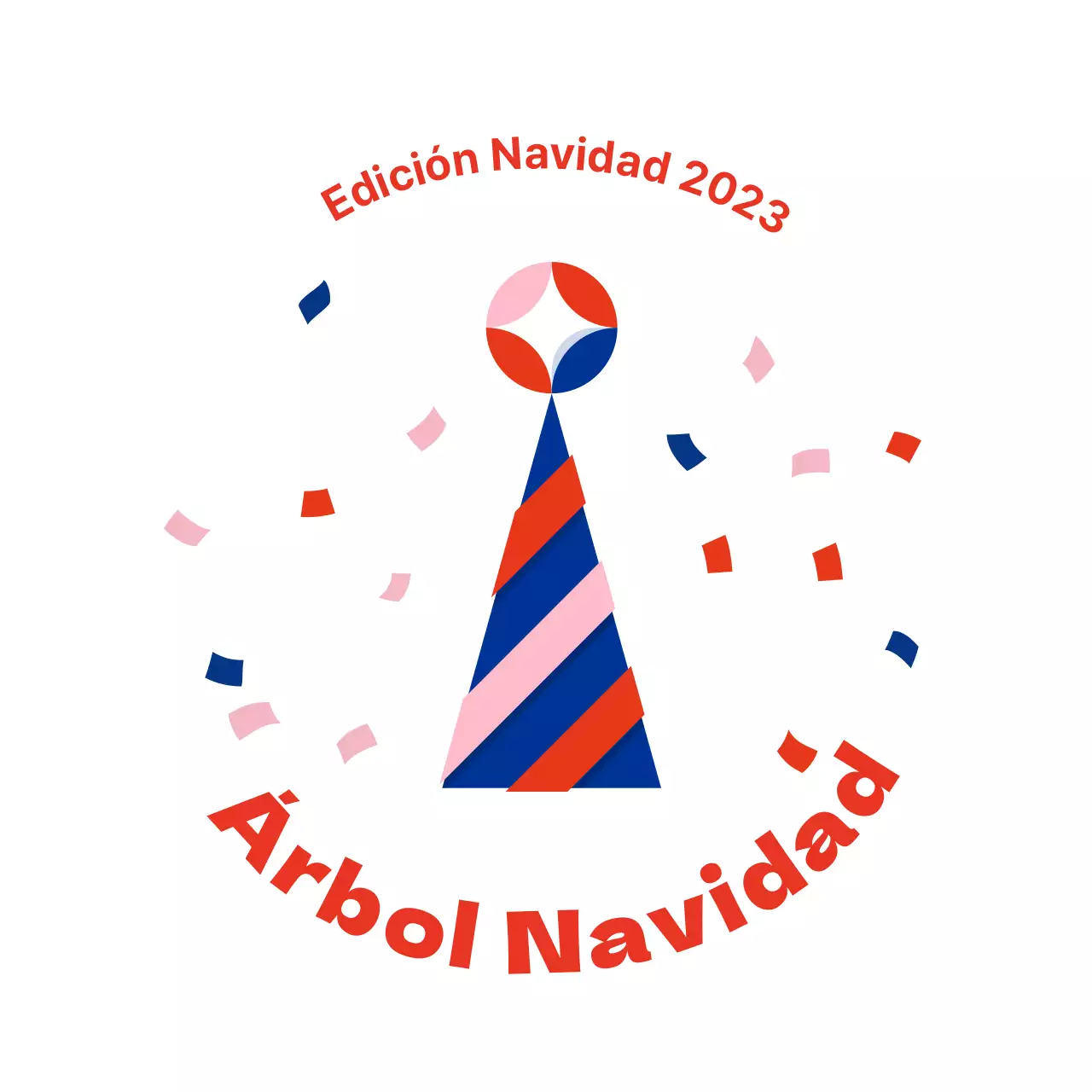 Etiquetas navideñas ilustradas en rojo y azul