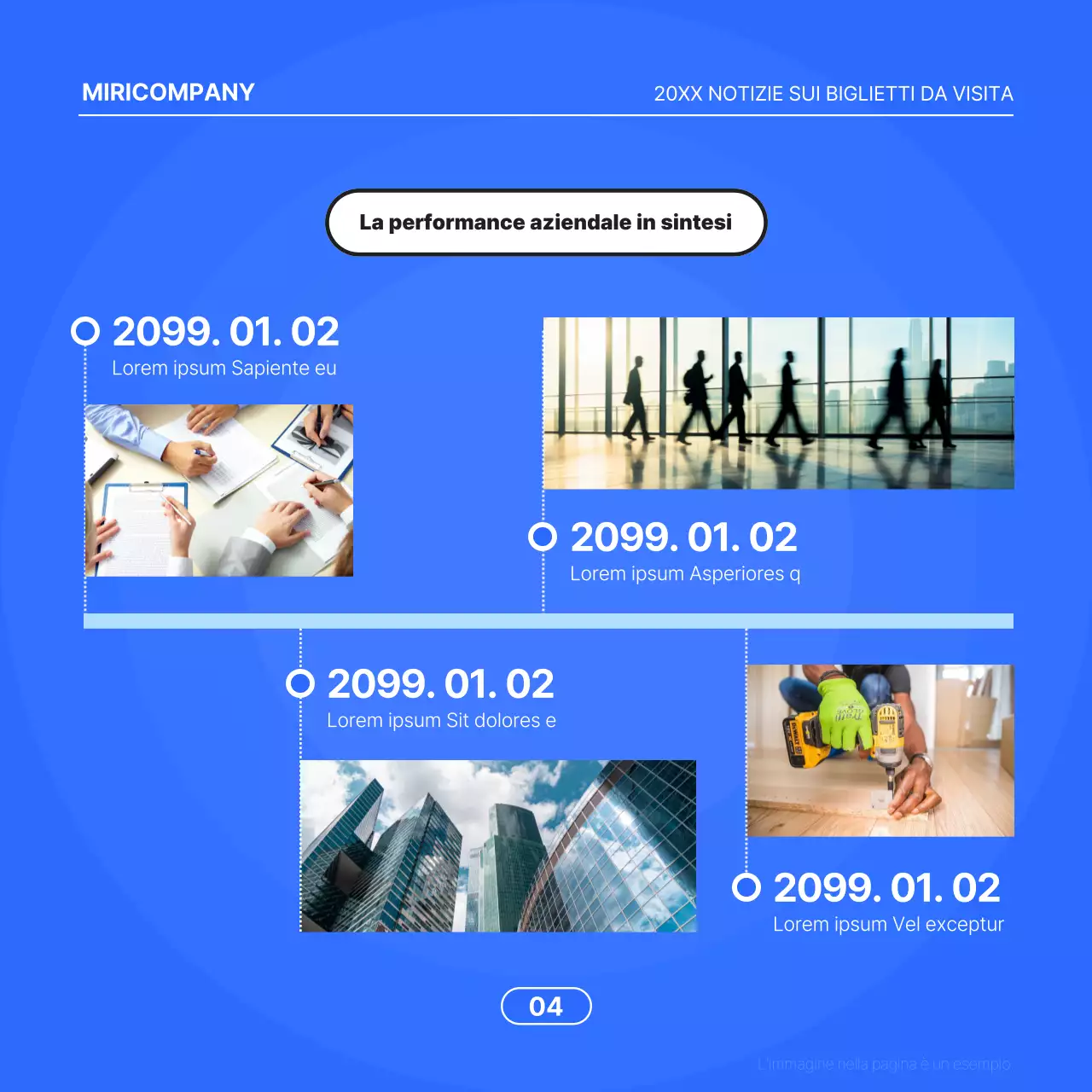 Proposta commerciale minimalista con sfondo blu