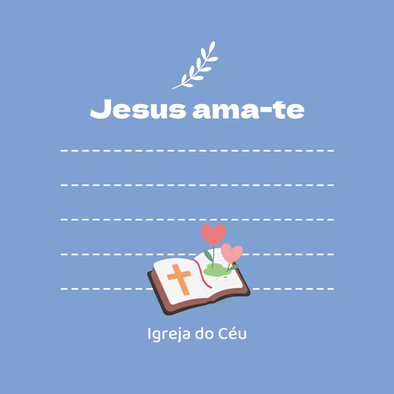 Ilustração simples azul para papel de carta de igreja