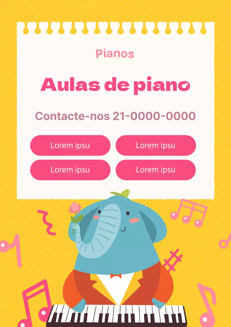 Promover aulas de piano giras em amarelo
