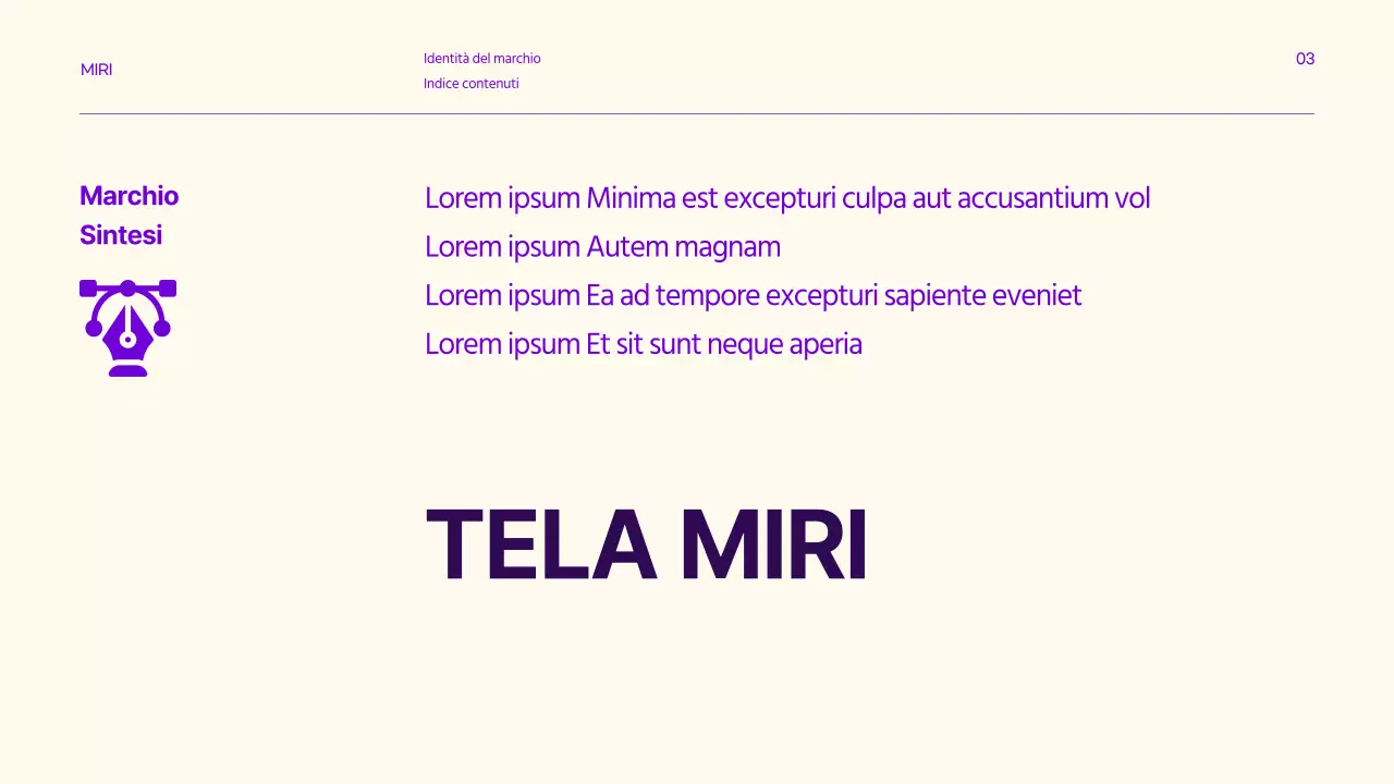 Linee guida del marchio con accenti di testo puliti in viola e limone