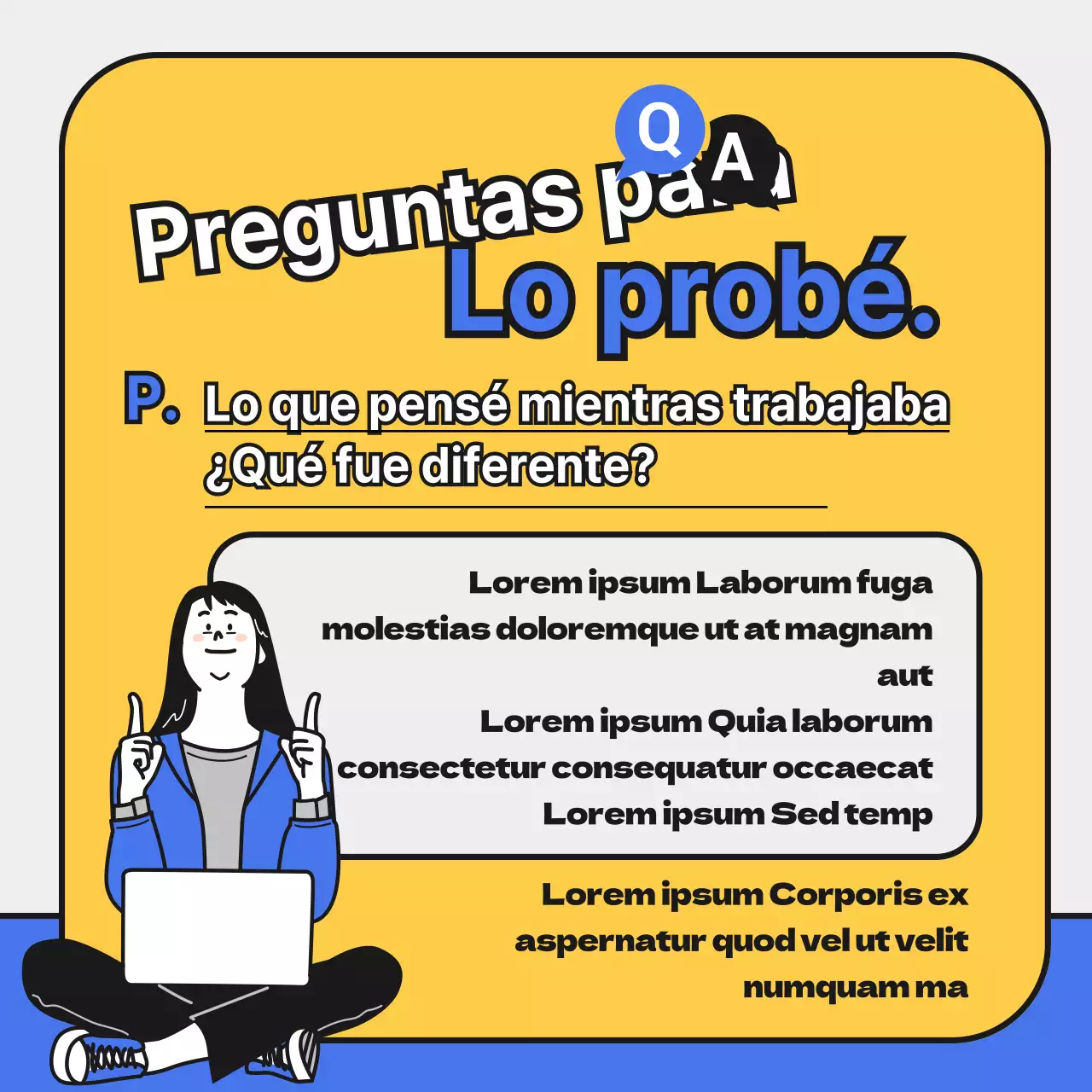 Una sencilla promoción azul y amarilla para una entrevista de trabajo