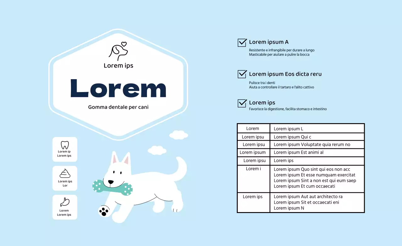 Etichetta illustrata blu chiaro per gomma da masticare