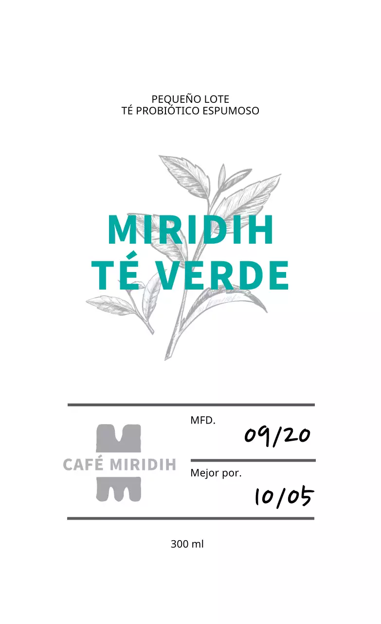 Ilustración azul Etiqueta de té verde Neat Cafe Tea