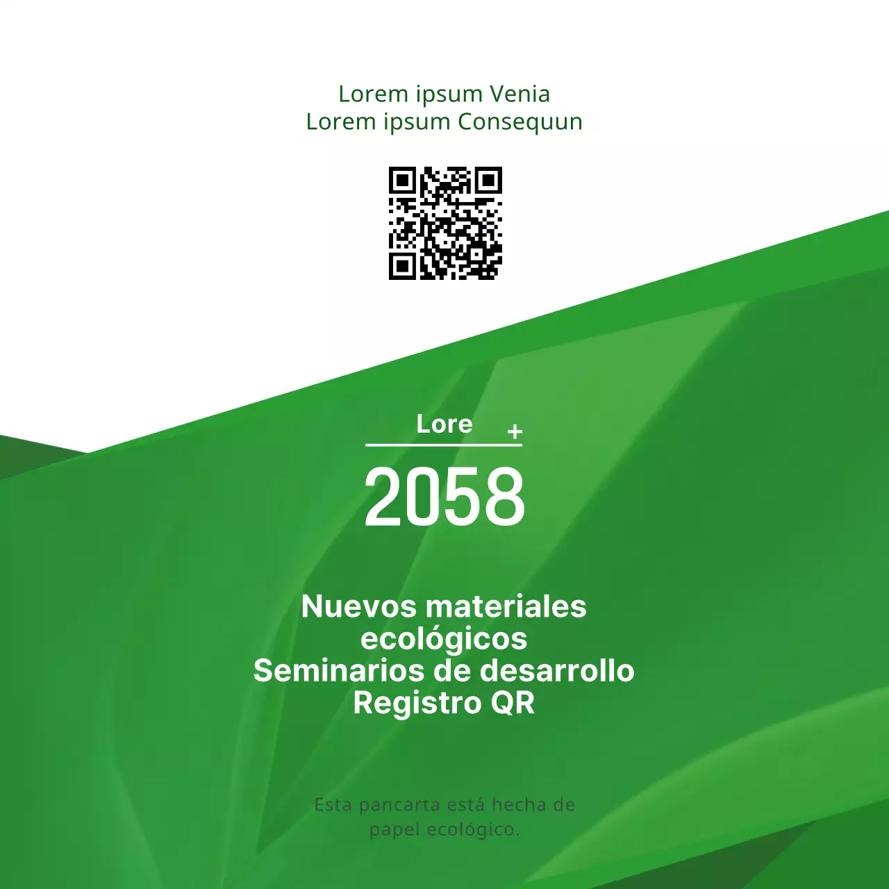 Estilo de texto sencillo con colores verde y blanco Información sobre seminarios de desarrollo ecológico