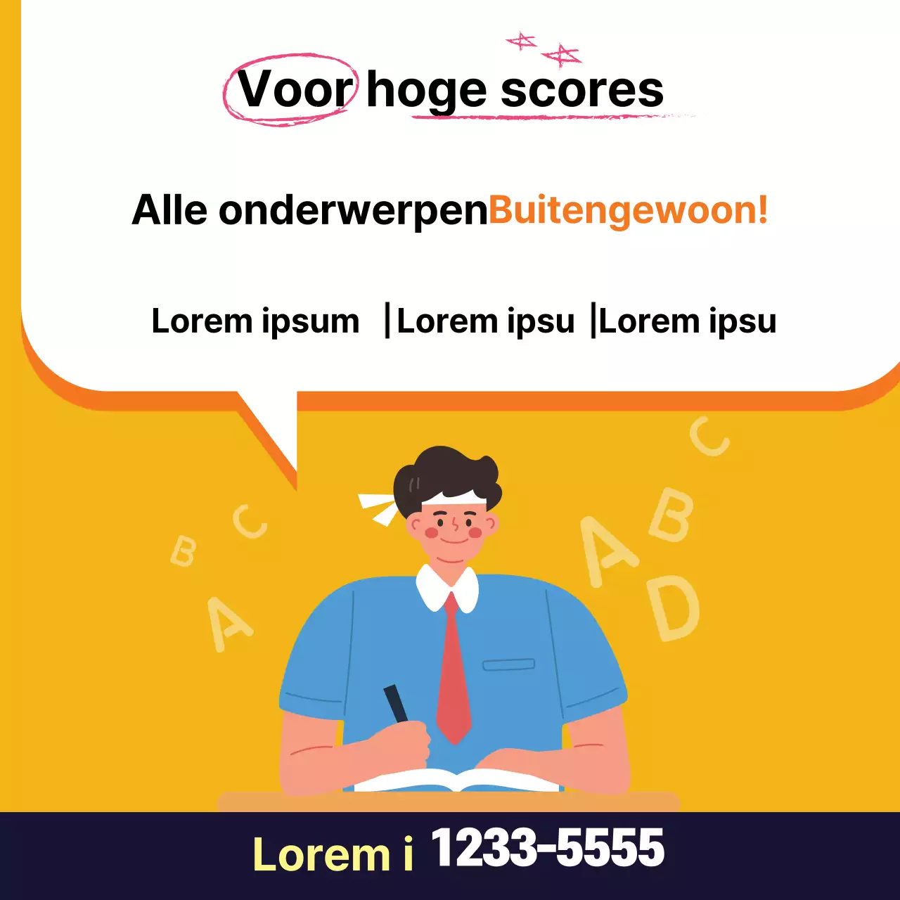 Gele illustratie leuke school lezing advertentie