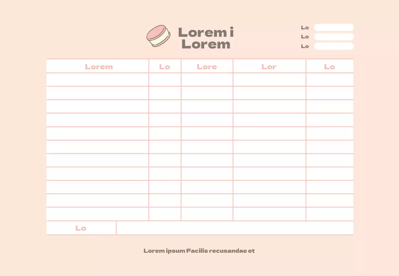 Icona rosa Modulo d'ordine ristorante carino