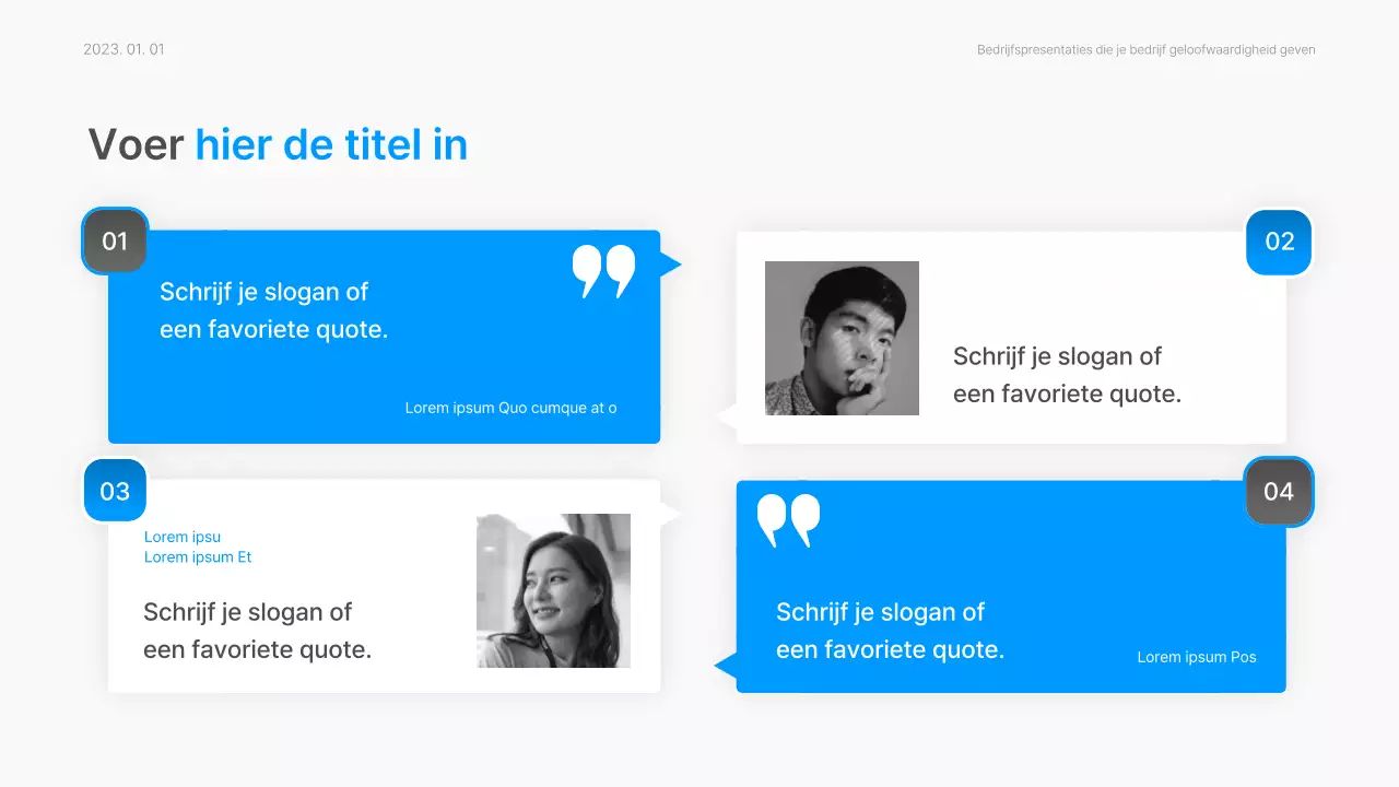 Bedrijfsrapport met een modern kleurverloop in wit en blauw