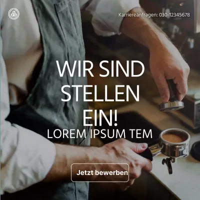 Barista-Stellenangebot mit dunklem Hintergrund Foto V2