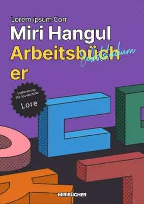 Koreanisches Lehrbuch mit lila 3D-Retro-Illustrationen