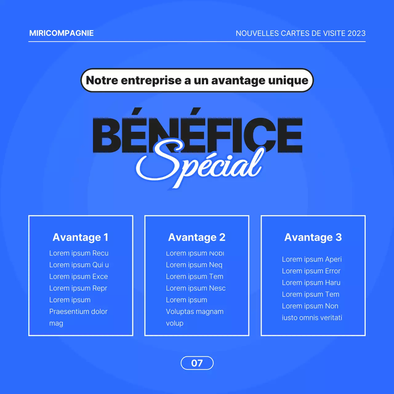 Proposition commerciale minimaliste sur fond bleu