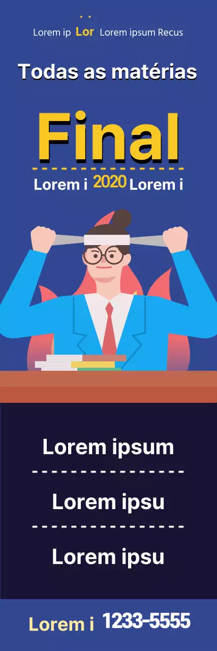 Ilustração azul de um anúncio escolar giro