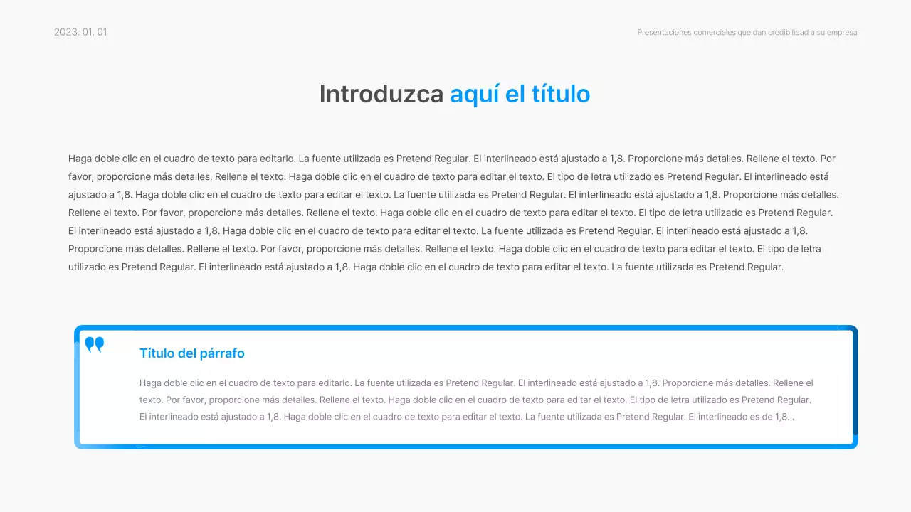 Informe corporativo con un moderno estilo degradado en blanco y azul