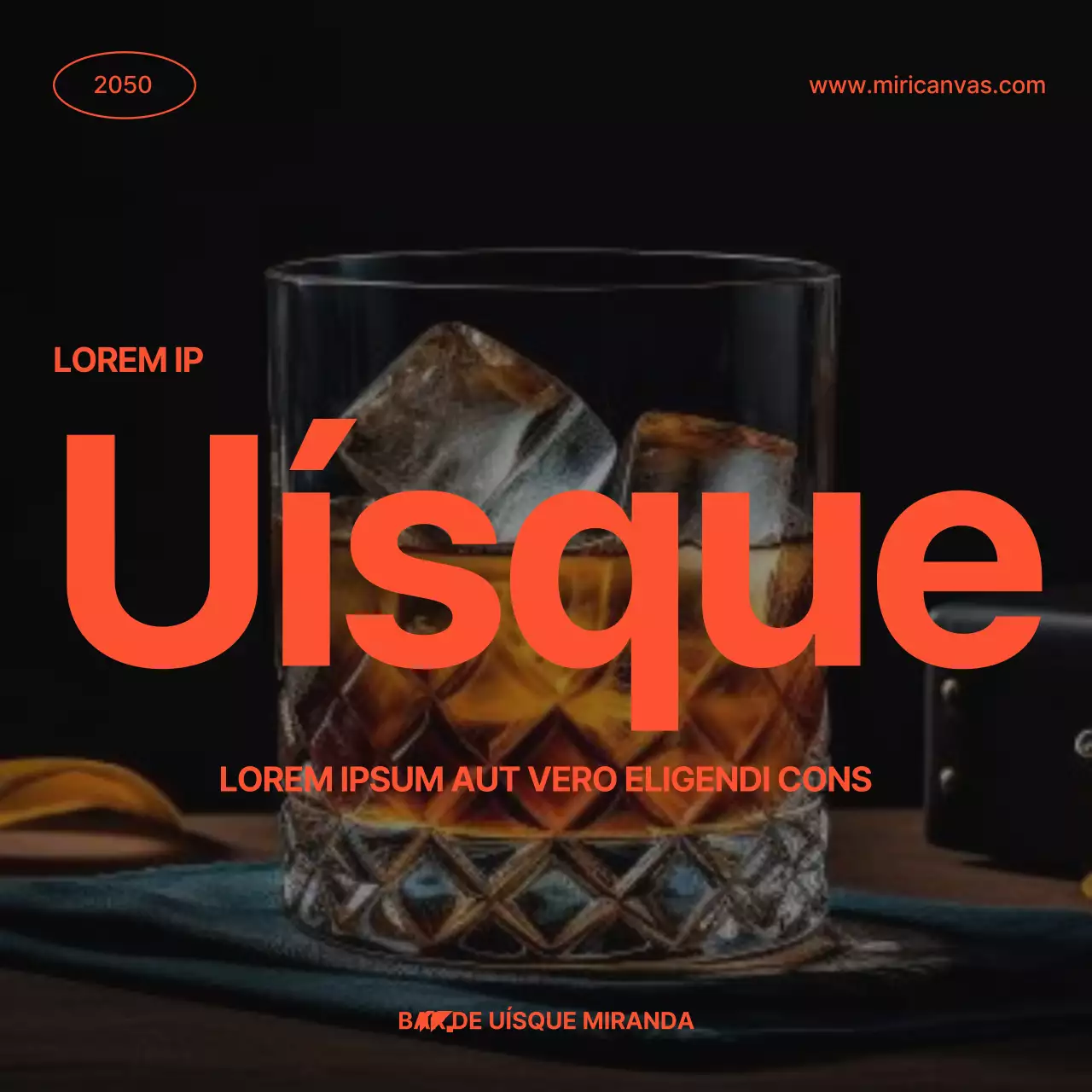 Promover variedades de whisky simples em laranja e preto