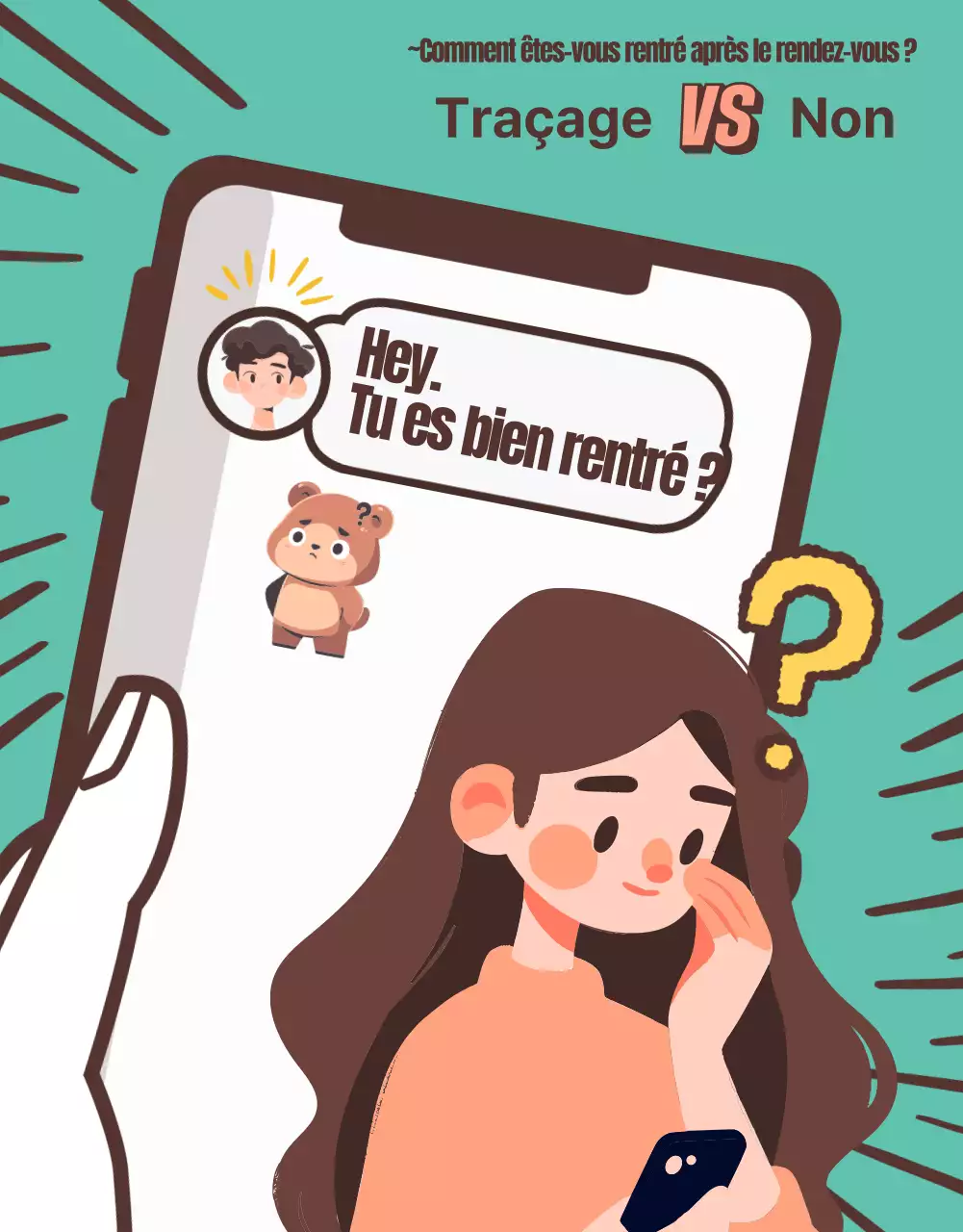 Test psychologique gag en marron et beige avec des accents de menthe