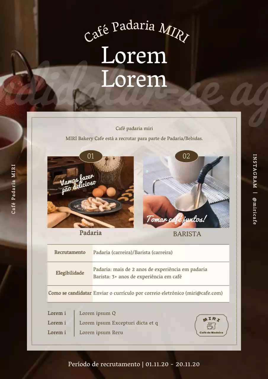 Anúncio de pessoal de café moderno em castanho