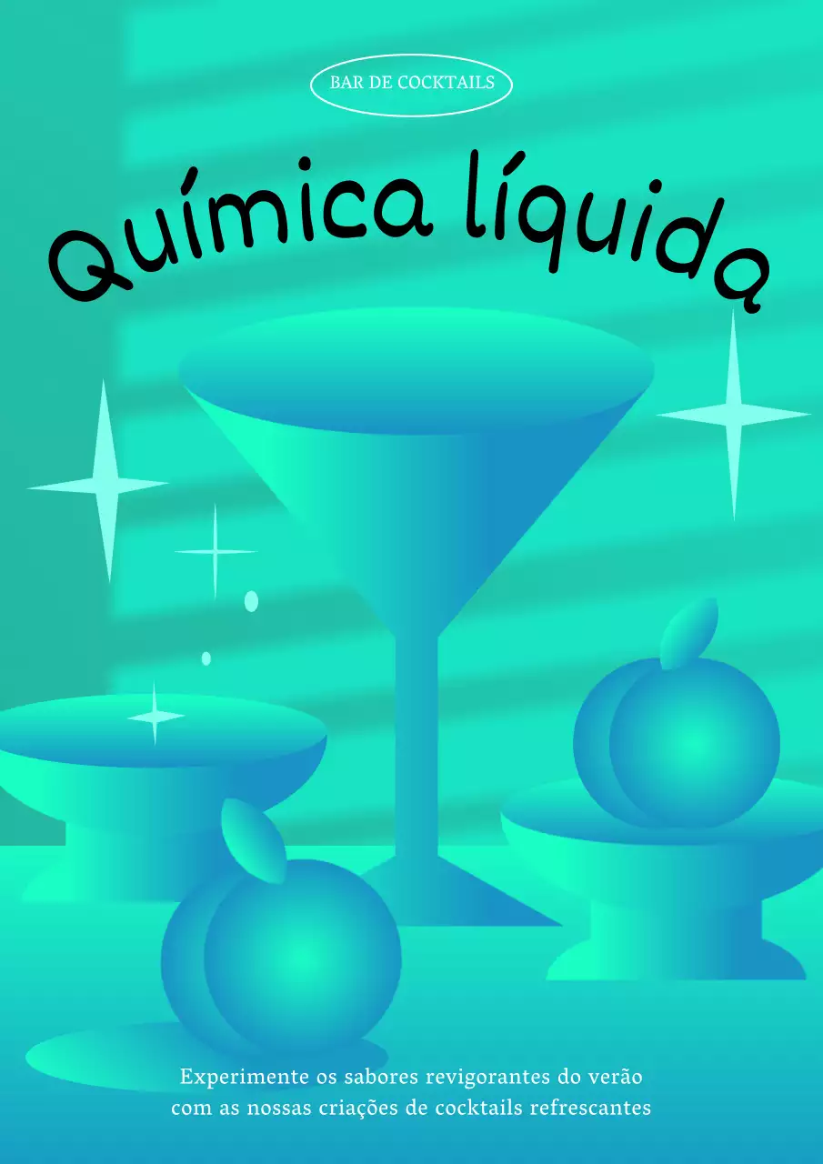 Promover um conceito de bar de cocktails com gradiente de cor menta