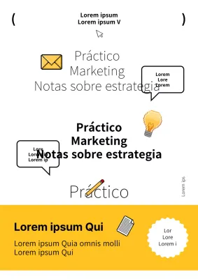Cubierta de marketing con texto amarillo y negro