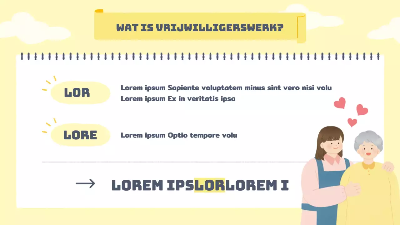 Vrijwilligershand-outs in warmgele pasteltinten